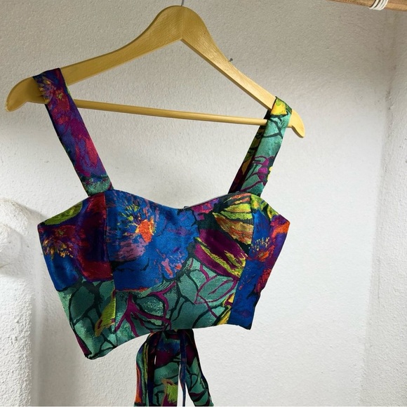 Tops - Crop Top Floral - free size - Corset Vintage Tapestry Handmade